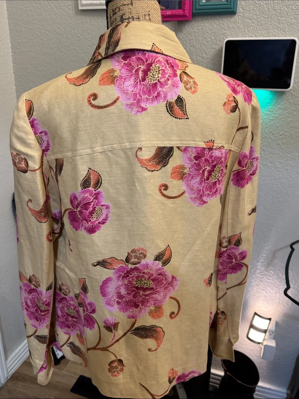 Y2K Liz Claiborne Emma James size 16 summer Jacket cottagecore creme pink - Picture 11 of 11